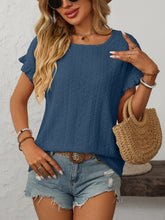 Load image into Gallery viewer, Mandy Eyelet Round Neck Short Sleeve Top
