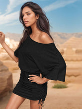 Load image into Gallery viewer, Drawstring One Shoulder Three-Quarter Sleeve Mini Dress