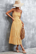 Load image into Gallery viewer, Plaid Square Neck Midi Cami Dress