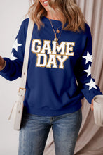 Load image into Gallery viewer, GAME DAY Star Round Neck Long Sleeve Sweatshirt