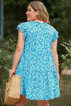 Load image into Gallery viewer, Plus Size Ruffled Leopard Cap Sleeve Mini Dress