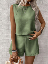 Load image into Gallery viewer, Round Neck Sleeveless Top and Shorts Set