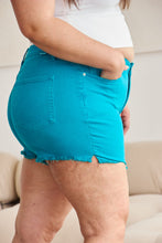 Load image into Gallery viewer, RFM Tummy Control High Waist Raw Hem Denim Shorts