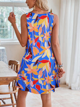 Load image into Gallery viewer, Lace Detail Printed V-Neck Sleeveless Dress