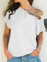 Load image into Gallery viewer, Asymmetrical Neck Short Sleeve T-Shirt