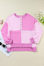 Load image into Gallery viewer, Color Block Half Button Long Sleeve Sweatshirt