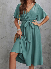 Load image into Gallery viewer, Surplice Flutter Sleeve Midi Dress