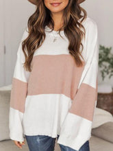Load image into Gallery viewer, Color Block Round Neck Long Sleeve Sweater