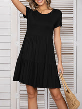 Load image into Gallery viewer, Round Neck Short Sleeve Mini Tee Dress