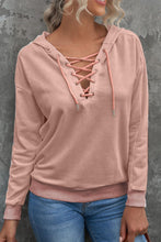 Load image into Gallery viewer, Lace Up Long Sleeve Hoodie