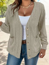 Load image into Gallery viewer, Full Size Button Up V-Neck Long Sleeve Cardigan