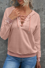 Load image into Gallery viewer, Lace Up Long Sleeve Hoodie