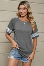 Load image into Gallery viewer, Striped Round Neck Short Sleeve T-Shirt
