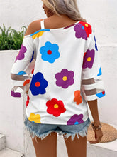 Load image into Gallery viewer, Flower Asymmetrical Neck Blouse