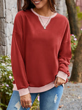 Load image into Gallery viewer, Contrast Round Neck Long Sleeve Sweatshirt