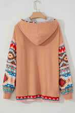 Load image into Gallery viewer, Plus Size Drawstring Geometric Long Sleeve Hoodie