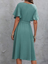 Load image into Gallery viewer, Surplice Flutter Sleeve Midi Dress