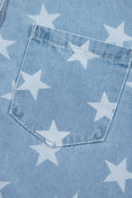 Load image into Gallery viewer, Raw Hem Star Collared Neck Denim Top
