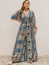 Load image into Gallery viewer, Plus Size Printed Half Sleeve Wide Leg Jumpsuit