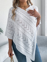 Load image into Gallery viewer, Cable-Knit Openwork Three-Quarter Sleeve Sweater