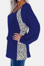 Load image into Gallery viewer, Full Size Leopard V-Neck Long Sleeve T-Shirt