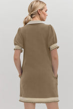 Load image into Gallery viewer, Oh Frill Contrast Trim Johnny Collar Short Sleeve Mini Dress