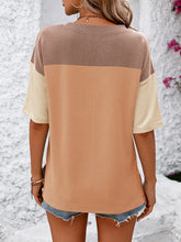 Load image into Gallery viewer, Color Block Round Neck Half Sleeve T-Shirt