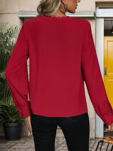 Load image into Gallery viewer, Lace Detail V-Neck Long Sleeve Blouse