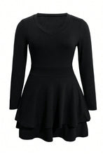 Load image into Gallery viewer, Plus Size Layered V-Neck Long Sleeve Mini Dress
