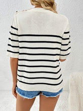 Load image into Gallery viewer, Striped Round Neck Half Sleeve Knit Top
