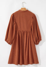 Load image into Gallery viewer, Corduroy Quarter Snap Three-Quarter Sleeve Dress