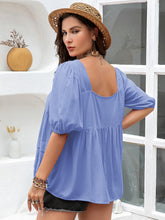 Load image into Gallery viewer, Plus Size Square Neck Half Sleeve Blouse
