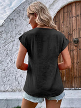 Load image into Gallery viewer, Decorative Button V-Neck Short Sleeve Blouse