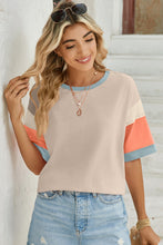 Load image into Gallery viewer, Lovelet Color Block Round Neck Half Sleeve T-Shirt