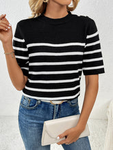 Load image into Gallery viewer, Striped Round Neck Half Sleeve Knit Top