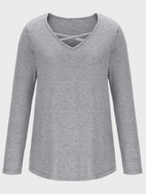 Load image into Gallery viewer, Crisscross V-Neck Long Sleeve T-Shirt