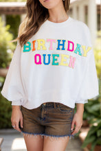 Load image into Gallery viewer, BIRTHDAY QUEEN Sequin Round Neck Long Sleeve Sweatshirt