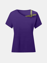Load image into Gallery viewer, Asymmetrical Neck Short Sleeve T-Shirt