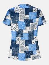 Load image into Gallery viewer, Printed Notched Short Sleeve Blouse
