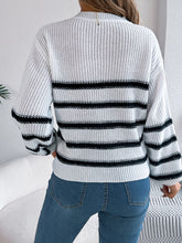 Load image into Gallery viewer, Striped Round Neck Long Sleeve Sweater