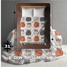 Load image into Gallery viewer, Blanket Halloween #31 - Bow Pumpkin - PREORDER ends 7/25