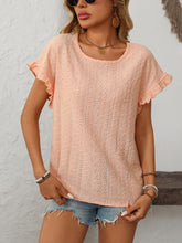 Load image into Gallery viewer, Mandy Eyelet Round Neck Short Sleeve Top