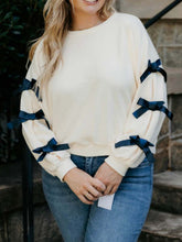 Load image into Gallery viewer, Contrast Bow Round Neck Long Sleeve Sweatshirt
