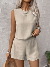 Load image into Gallery viewer, Round Neck Sleeveless Top and Shorts Set