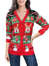 Load image into Gallery viewer, Reindeer Button Up Long Sleeve Cardigan