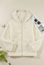Load image into Gallery viewer, Drawstring Zip Up Long Sleeve Hooded Jacket