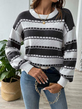 Load image into Gallery viewer, Striped Round Neck Long Sleeve Sweater