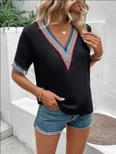 Load image into Gallery viewer, Full Size V-Neck Short Sleeve Blouse