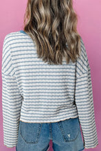Load image into Gallery viewer, Striped Round Neck Dropped Shoulder Long Sleeve Top