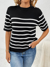 Load image into Gallery viewer, Striped Round Neck Half Sleeve Knit Top